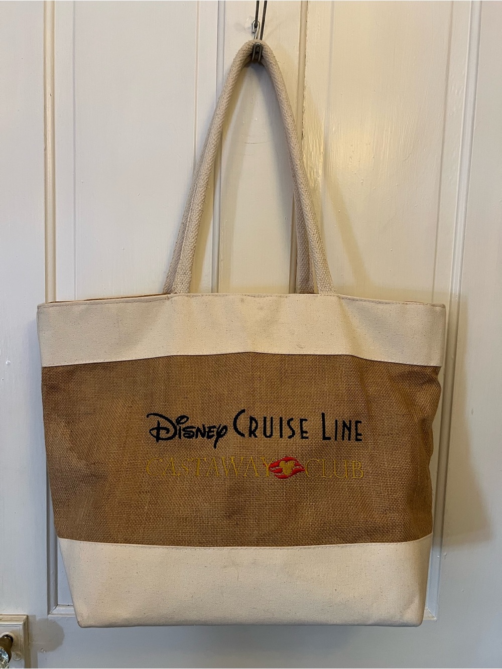 Disney Cruise Line Beige & Brown Canvas Tote